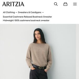 Aritzia Essential Cashmere Relaxed Boatneck Sweater - Undyed Hthr Nmd Taupe - XS